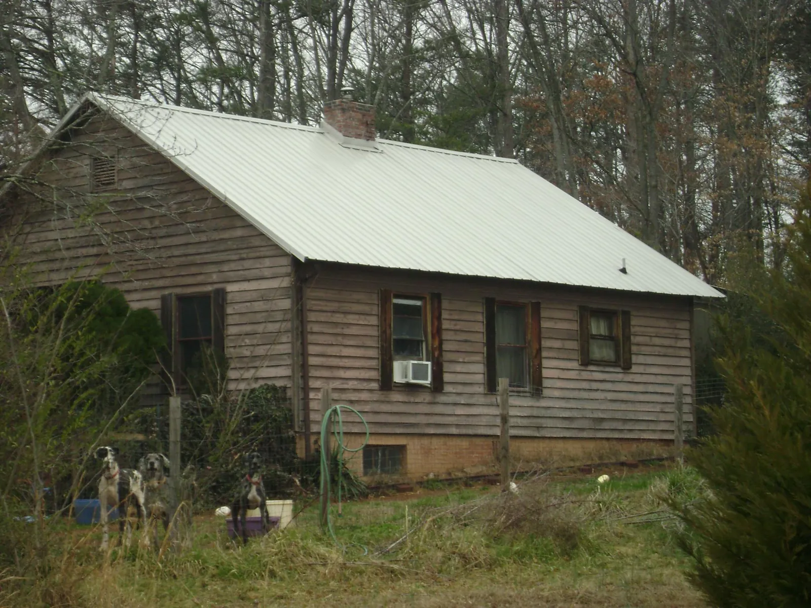 White metal roof on an old wood sided farmhouse, from a Asphalt Shingle Roof Repair job in Boyers